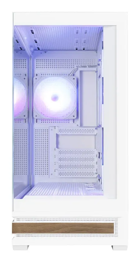 Zalman skříň P40 Namu / midT/ 4x120mm ARGB fan / 2xUSB 3.0 / USB-C / panoramatická / dřevěné doplňky / bílá
