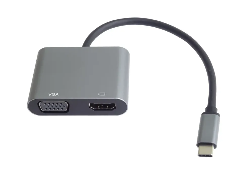 PremiumCord MST adaptér USB-C na HDMI + VGA, rozlišení 4K a FULL HD 1080p