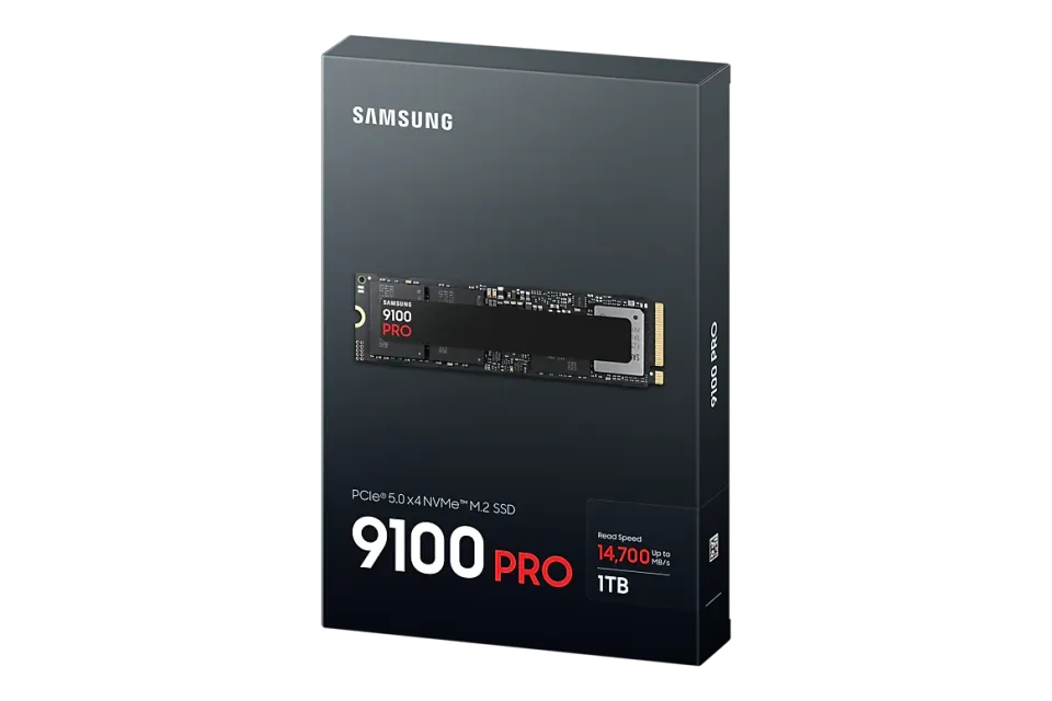 SAMSUNG 9100 PRO 1TB PCIe 5.0 NVMe SSD M.2 PCIe 5.0 x4 NVMe 2.0 (čtení max. 14700MB/s, zápis max. 13300MB/s)