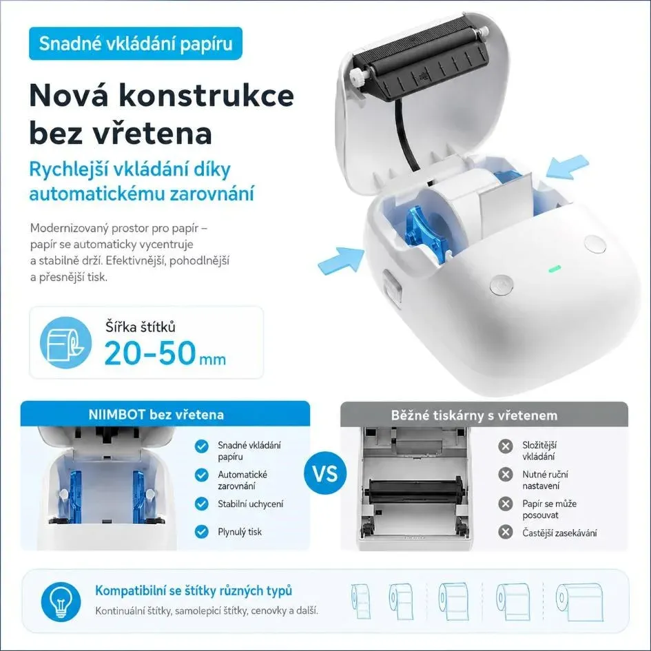 Niimbot Tiskárna štítků B2 PRO, stříbrná + role štítků 230 ks
