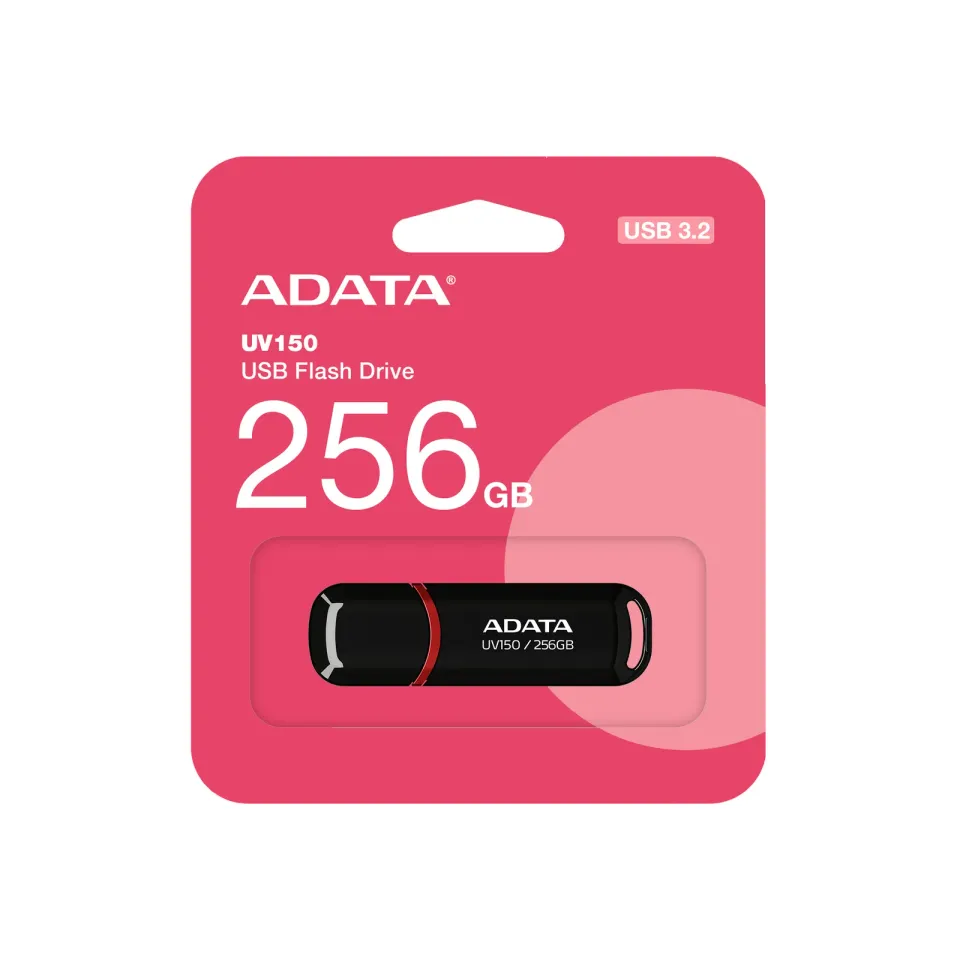 ADATA Flash Disk 256GB UV150, USB 3.1 Dash Drive (R:90/W:20 MB/s) černá