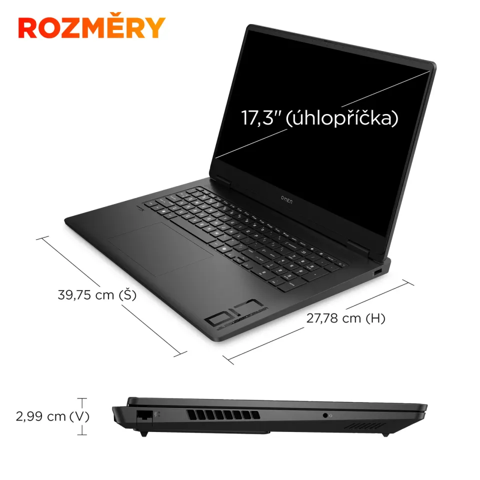 NTB OMEN 17-db1002nc, R5 340 AI (50 TOPs), 17.3"FHD 144Hz/300nits, 32GB/1TB, RTX5060/8GB, Win11, Black + 3m GamePass