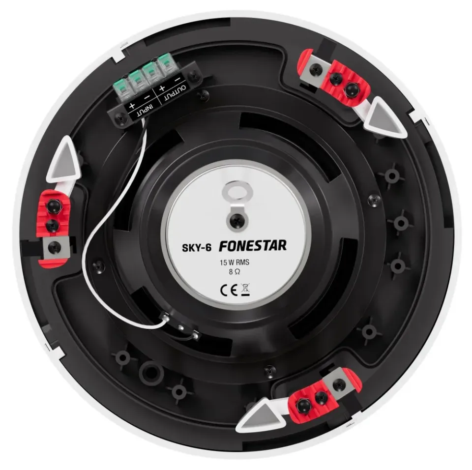 Fonestar Vestavný bezrámový reproduktor 15 W/8ohm, průměr repro 6", frek 55 Hz–18 kHz, otvor 219 mm, hl 30 mm, ABS, bílý