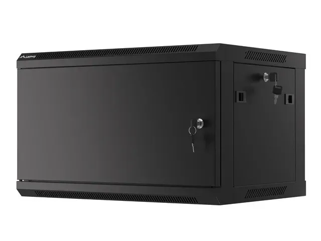 LANBERG Nástěnná jednodílná skříň 19" 6U/600x450, černá (RAL9004), plechové dveř