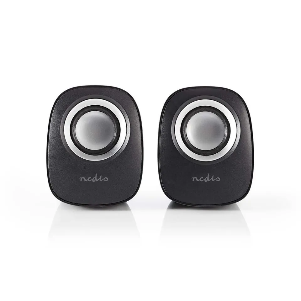 Nedis CSPR10020BK - PC reproduktor | 2 | 12 W | Jack 3,5 mm | Černá / Stříbrná