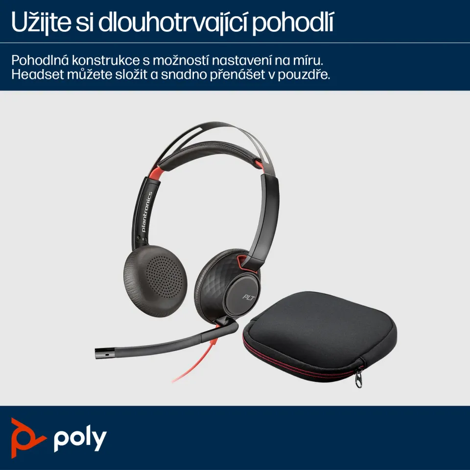 Poly Blackwire 5220 náhlavní souprava, 3.5 mm jack + USB-C/A adaptér, stereo (bulk)