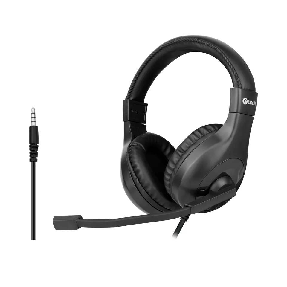 C-TECH sluchátka s mikrofonem MHS-05, 4 pin 3,5mm jack, ovládání na kabelu, náhl