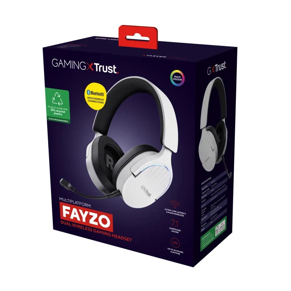 TRUST Herní sluchátka GXT 491 FAYZO, Bezdrátová, USB, bílá