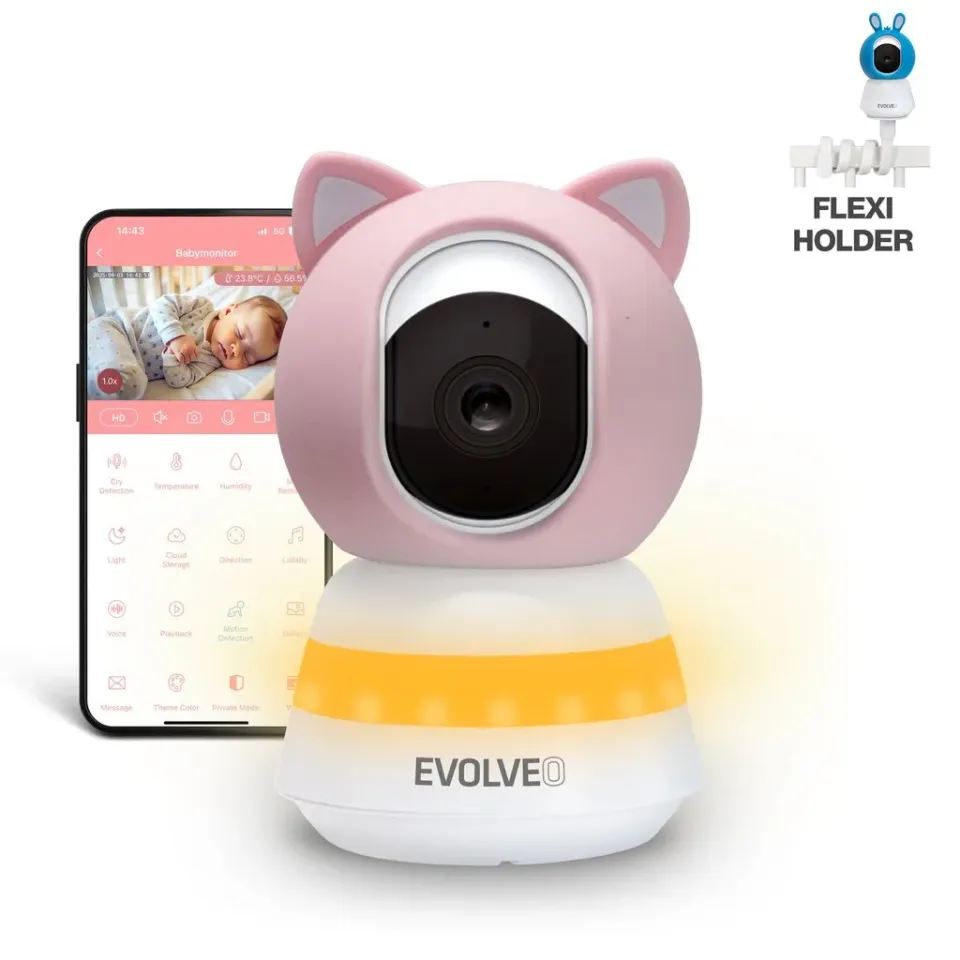 EVOLVEO Baby Monitor LUX- Chytrá 360° videochůvička s nočním viděním, detekcí pl
