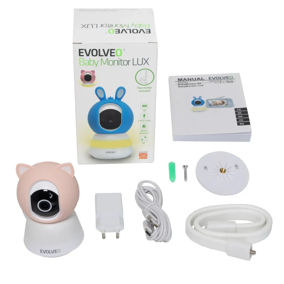 EVOLVEO Baby Monitor LUX- Chytrá 360° videochůvička s nočním viděním, detekcí pl