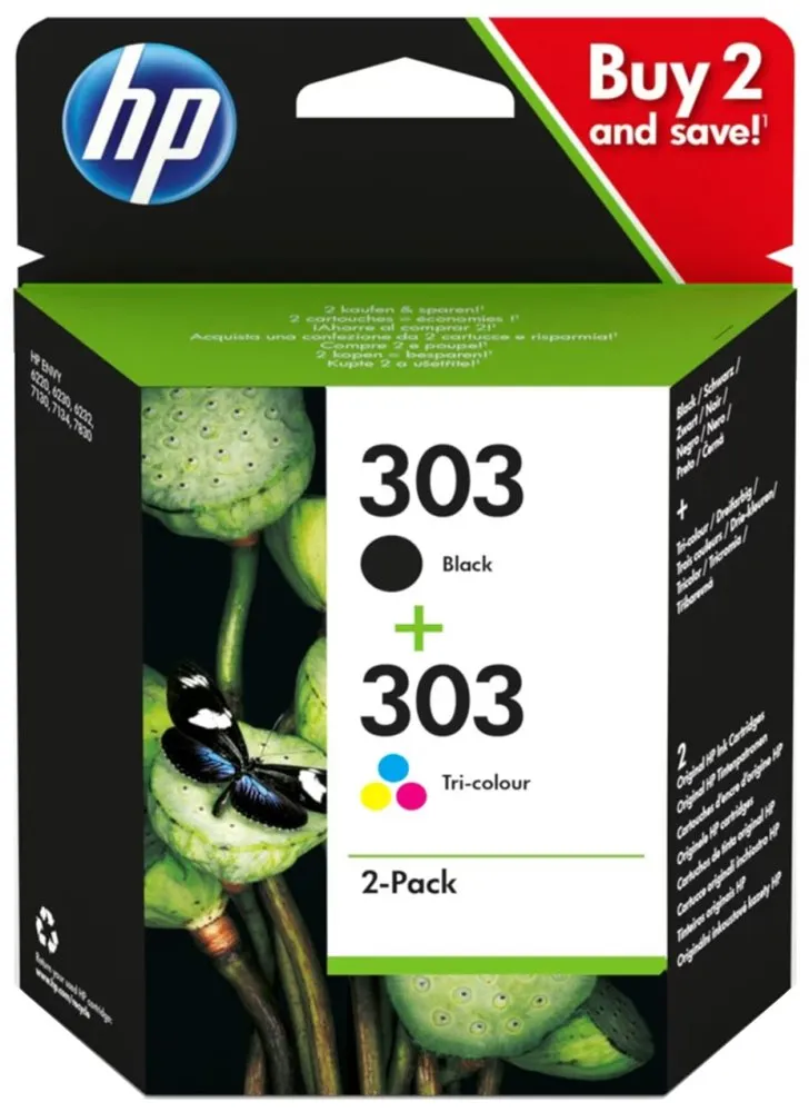 HP 303 Dvojbalení černé a tříbarevné originální inkoustové kazety