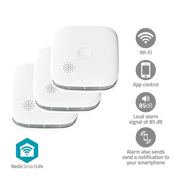 Nedis WIFIDS21WT3 SmartLife Detektor Kouře| Wi-Fi | Napájení z baterie | Životno