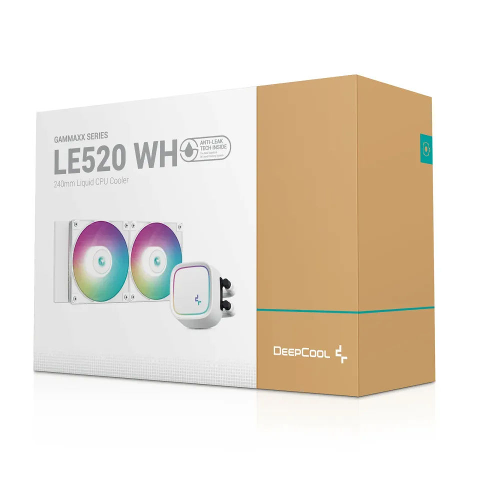 DEEPCOOL vodní chladič LE520 / 2x120 mm fan / ARGB / Intel i AMD (LG1700) / bílý