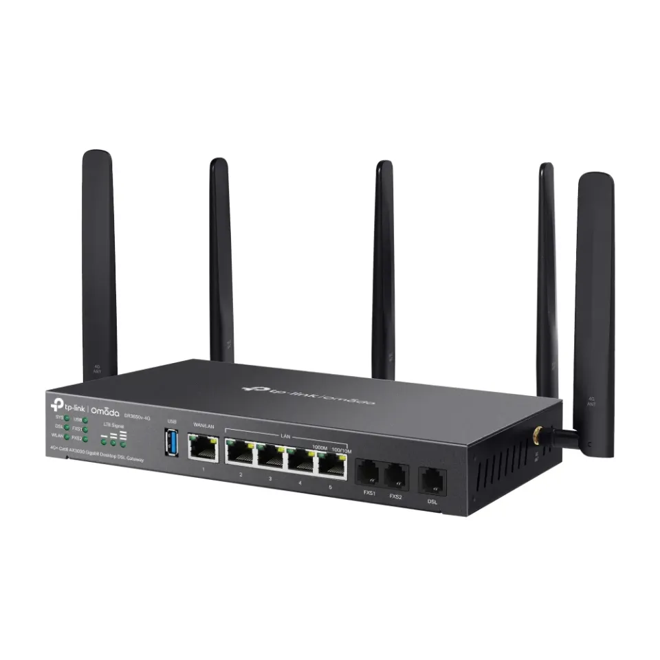 TP-Link Omada DR3650v-4G 4G+ Cat6 AX3000 Gigabit Desktop DSL Gateway