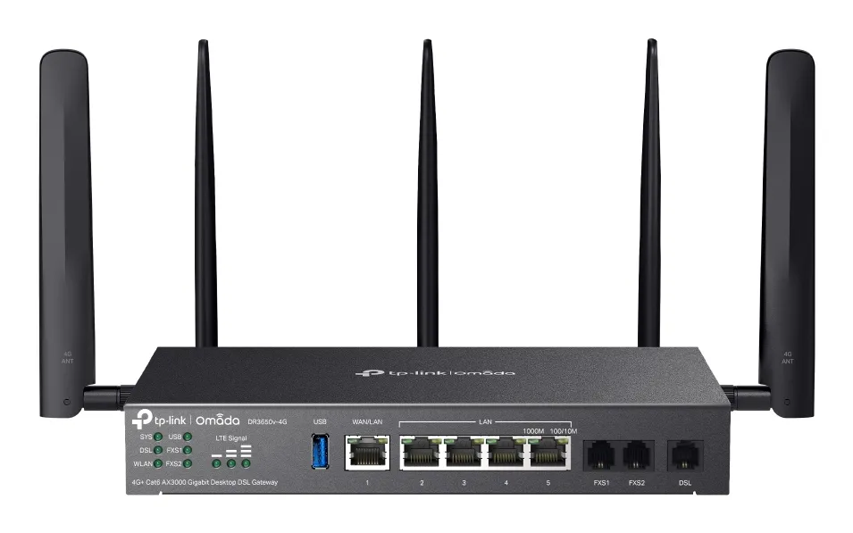 TP-Link Omada DR3650v-4G 4G+ Cat6 AX3000 Gigabit Desktop DSL Gateway