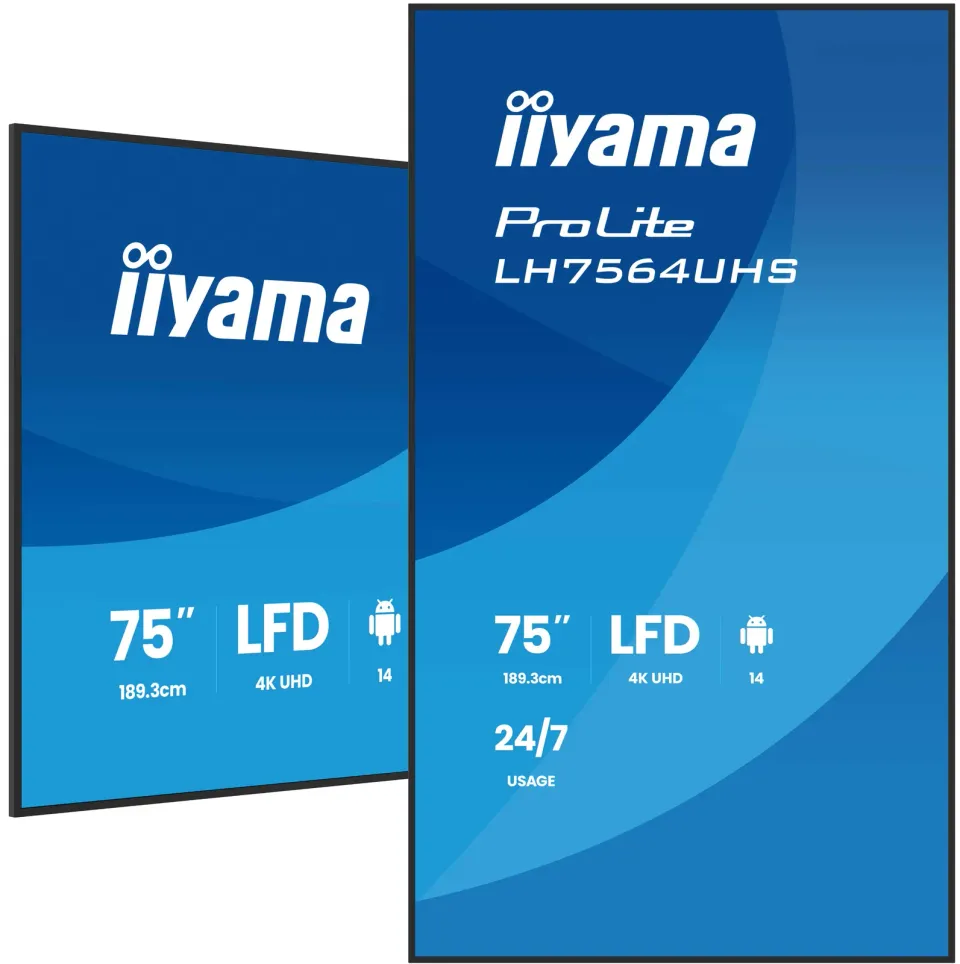 75" iiyama LH7564UHS-B1AG:VA, 4K UHD,Android,24/7