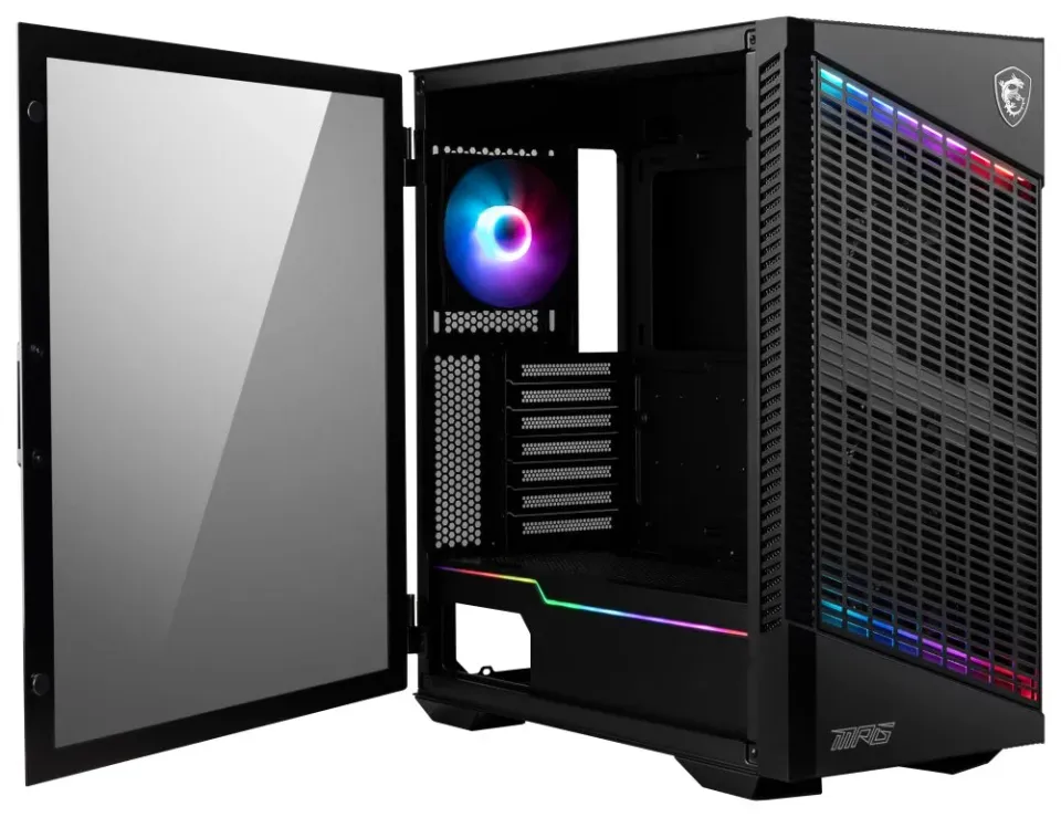 MSI skříň MPG VELOX 100P AIRFLOW/ bez zdroje/ levé temp. sklo/ 3x 120mm/ 1x 120mm ARGB/1x USB3.1 Type-C/2x US...