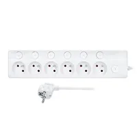 Solight 6z prodlužovací přívod, 3m, 3 x 1mm2, bílý, 6+1 vypínač