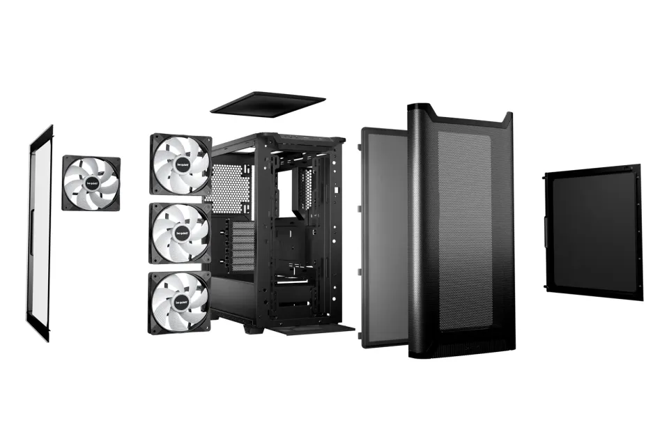 Be quiet! skříň PURE BASE 501DX / ATX / 3x140mm PWM fan / ARGB LED pásek / USB3.2 / temperované sklo / černá