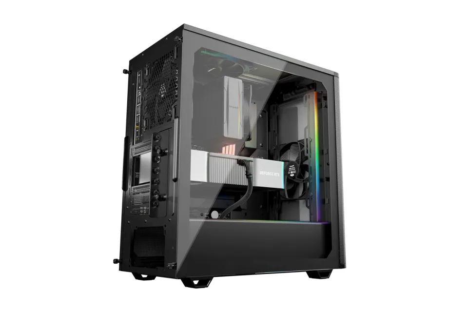 Be quiet! skříň PURE BASE 501DX / ATX / 3x140mm PWM fan / ARGB LED pásek / USB3.2 / temperované sklo / černá
