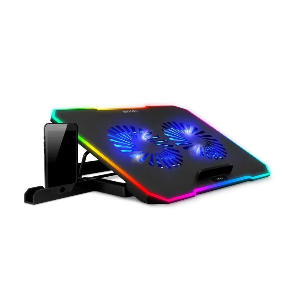 EVOLVEO CoolPro, chladící podložka pod notebook, 2x ventilátor, RGB podsvícení,