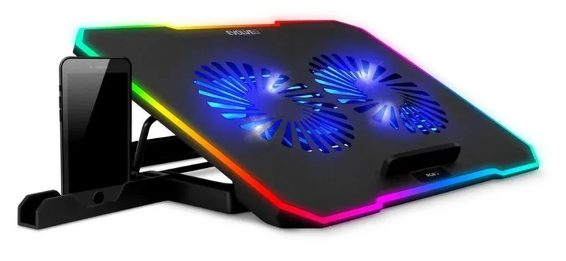 EVOLVEO CoolPro, chladící podložka pod notebook, 2x ventilátor, RGB podsvícení,
