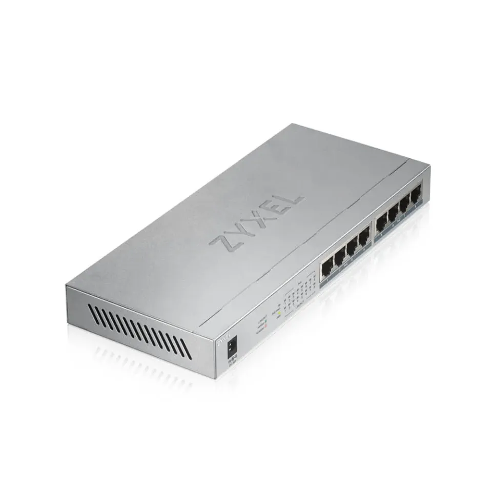Zyxel GS1008HP 8-port Desktop Gigabit PoE Switch, 8x PoE+ GbE, PoE 60W