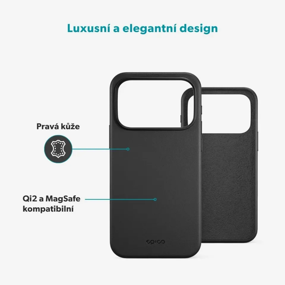 Epico Leather Mag+ Case iPhone 17 Pro/18 Pro černá