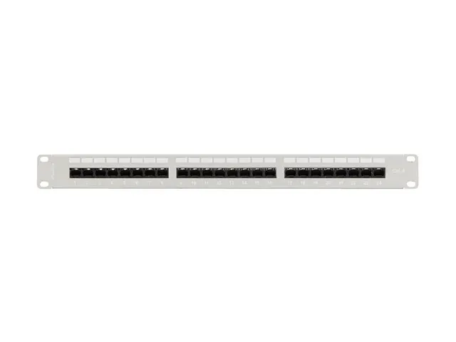 LANBERG PATCH PANEL 24 PORTŮ 1U 19" CAT.6 UTP S POLICÍ ŠEDÝ