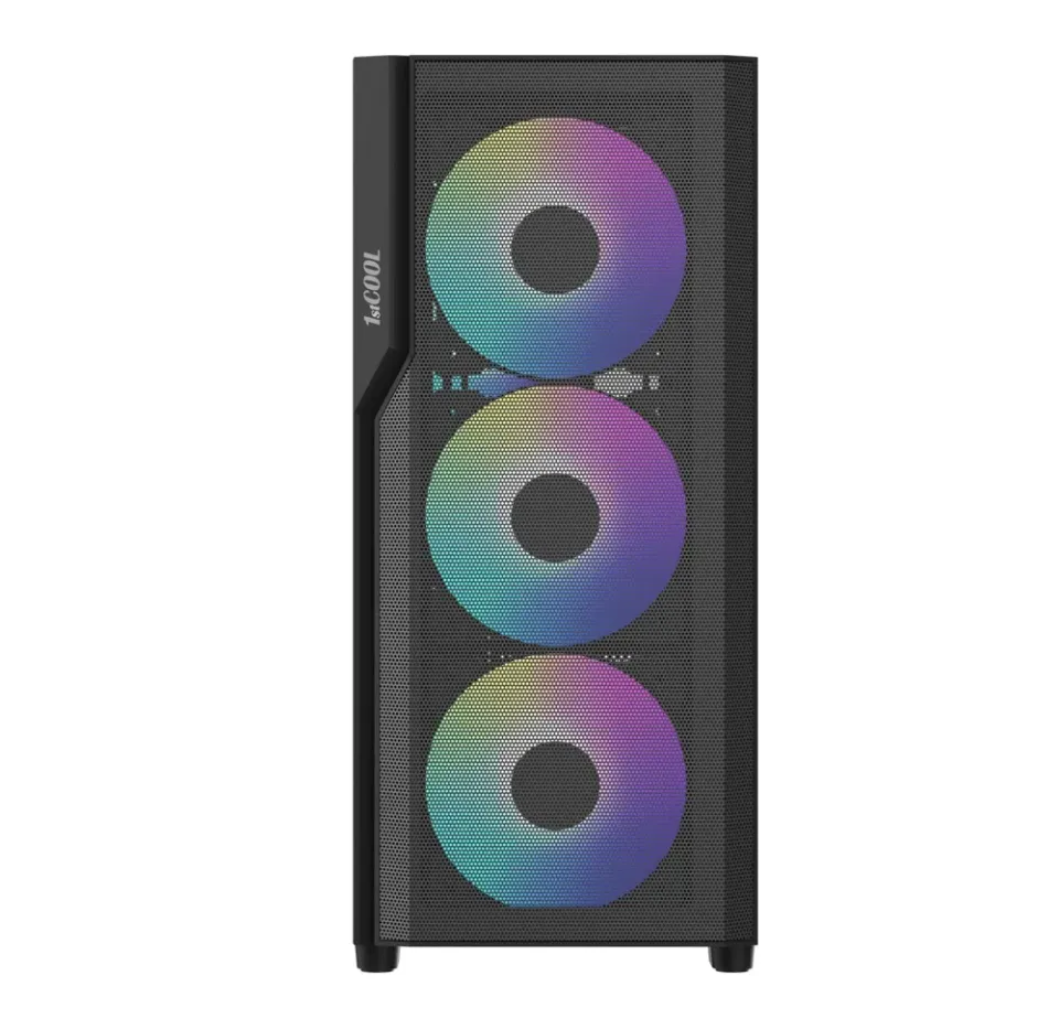 1stCOOL Middle Tower GAMER 5 s 3x ARGB ventilátorem, ATX black černý, bez zdroje, fulltower ATX (USB3+ Audio) (PC case)