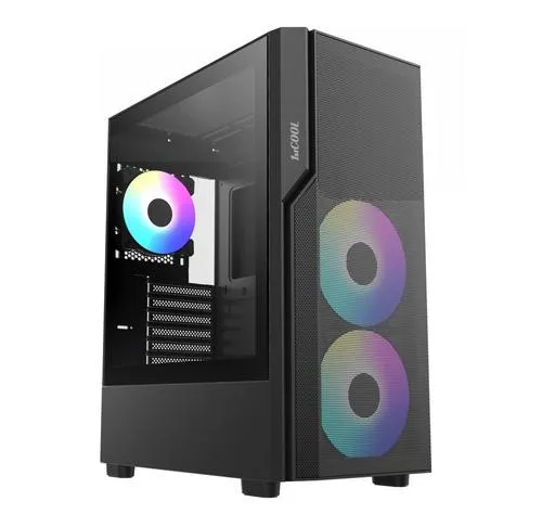1stCOOL Middle Tower GAMER 5 s 3x ARGB ventilátorem, ATX black černý, bez zdroje, fulltower ATX (USB3+ Audio) (PC case)