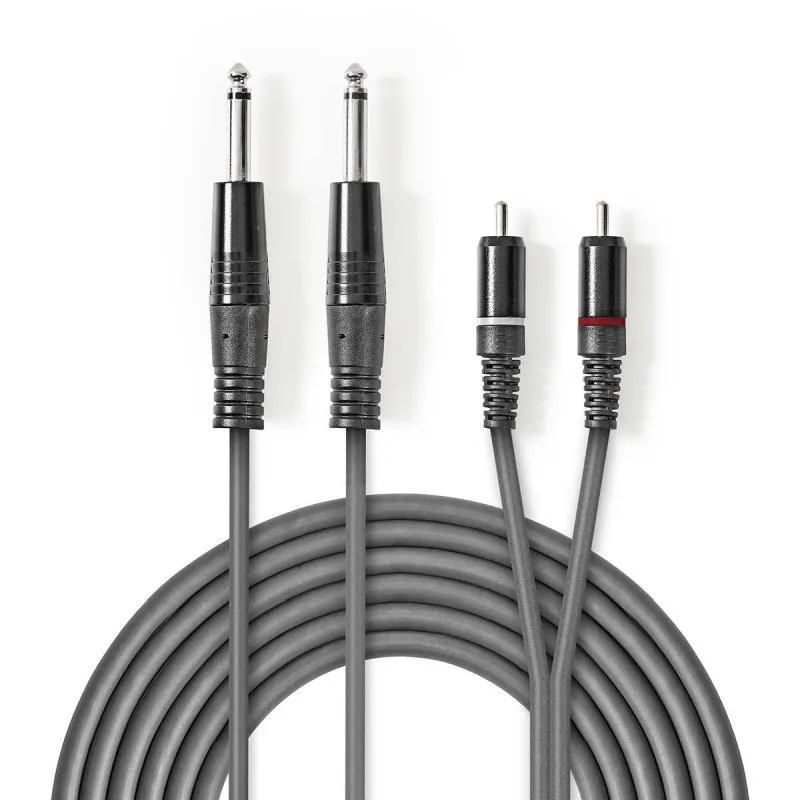 Nedis COTH23320GY30 - Stereofonní Audio Kabel | 2x 6,35mm Zástrčka – 2x RCA Zást