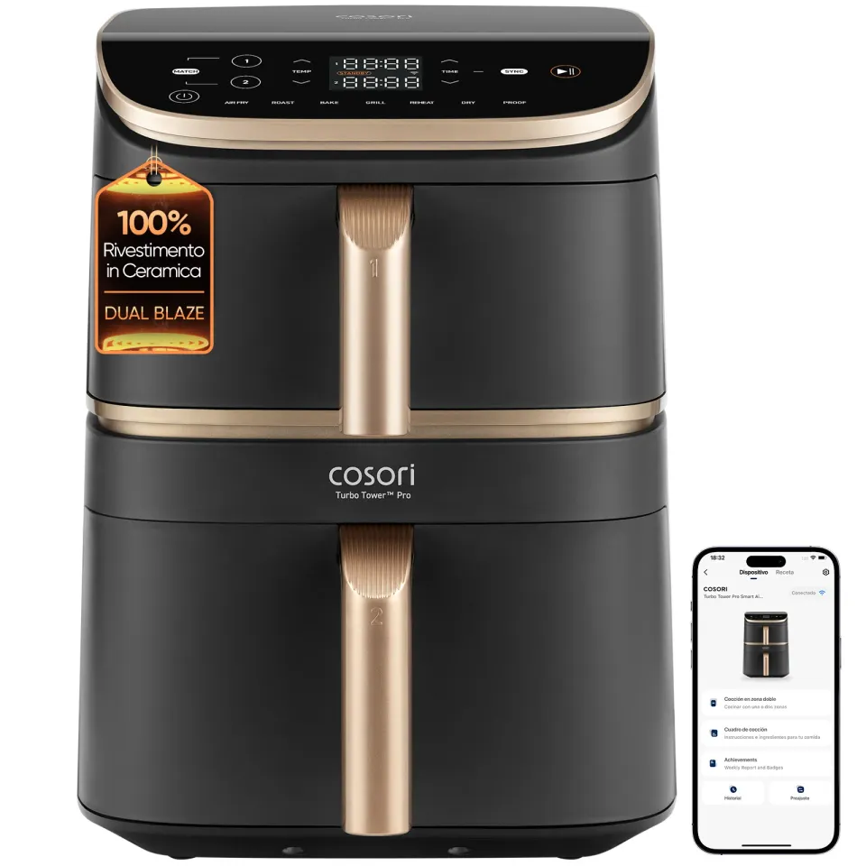 Cosori Turbo Tower Pro chytrá horkovzdušná fritéza 10,8l černá