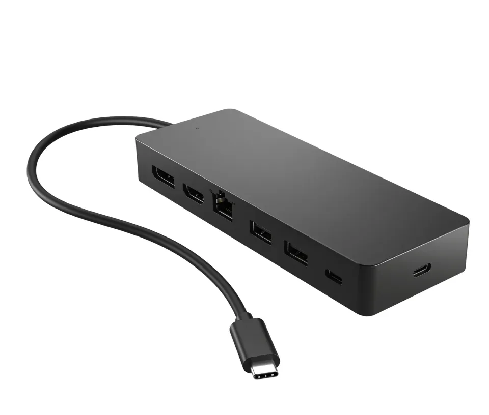 HP dock - Universal USB-C Multiport Hub (2x USB-A 3.2, 1xUSB-C, 1xHDMI 2.0, 1xDP 1.2, USB-C 65W, RJ45, bez zdroje