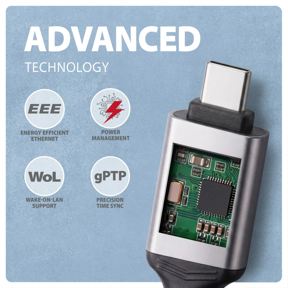 AXAGON ADE-CM30, USB-C Gigabit Ethernet adaptér s integrovaným síťovým CAT6 kabelem RJ-45 (3m)