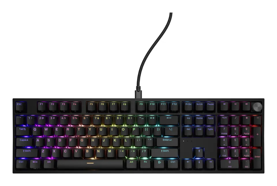 Herní mechanická klávesnice Genesis THOR 404/RGB/Gateron Yellow Pro/Drátové USB-A/US layout/Černá