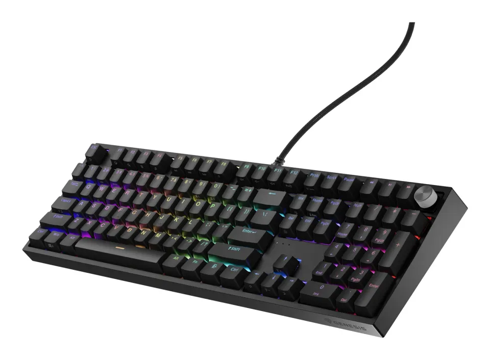 Herní mechanická klávesnice Genesis THOR 404/RGB/Gateron Yellow Pro/Drátové USB-A/US layout/Černá