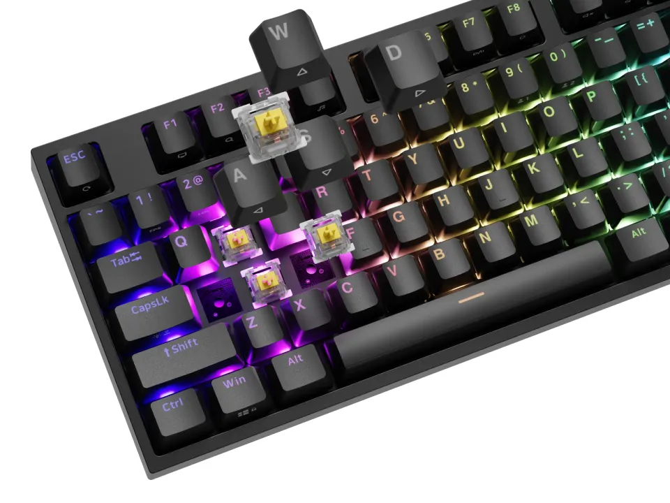 Herní mechanická klávesnice Genesis THOR 404/RGB/Gateron Yellow Pro/Drátové USB-A/US layout/Černá