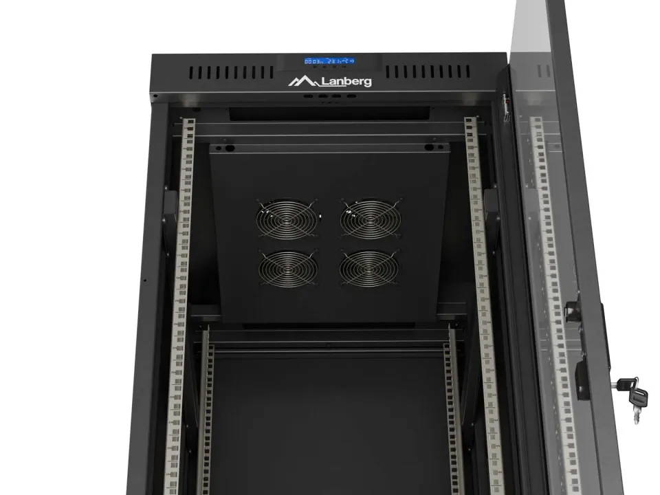 LANBERG Volně stojící skříň 19" 37U/600x800 (v rozloženém stavu) skleněné dveře
