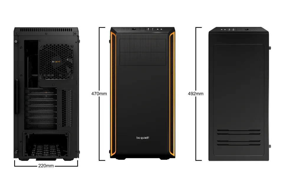 Be quiet! skříň PURE BASE 600 Window / MidT / průhledná bočnice / bez zdroje / 2xUSB 3.0 / černo-oranžová