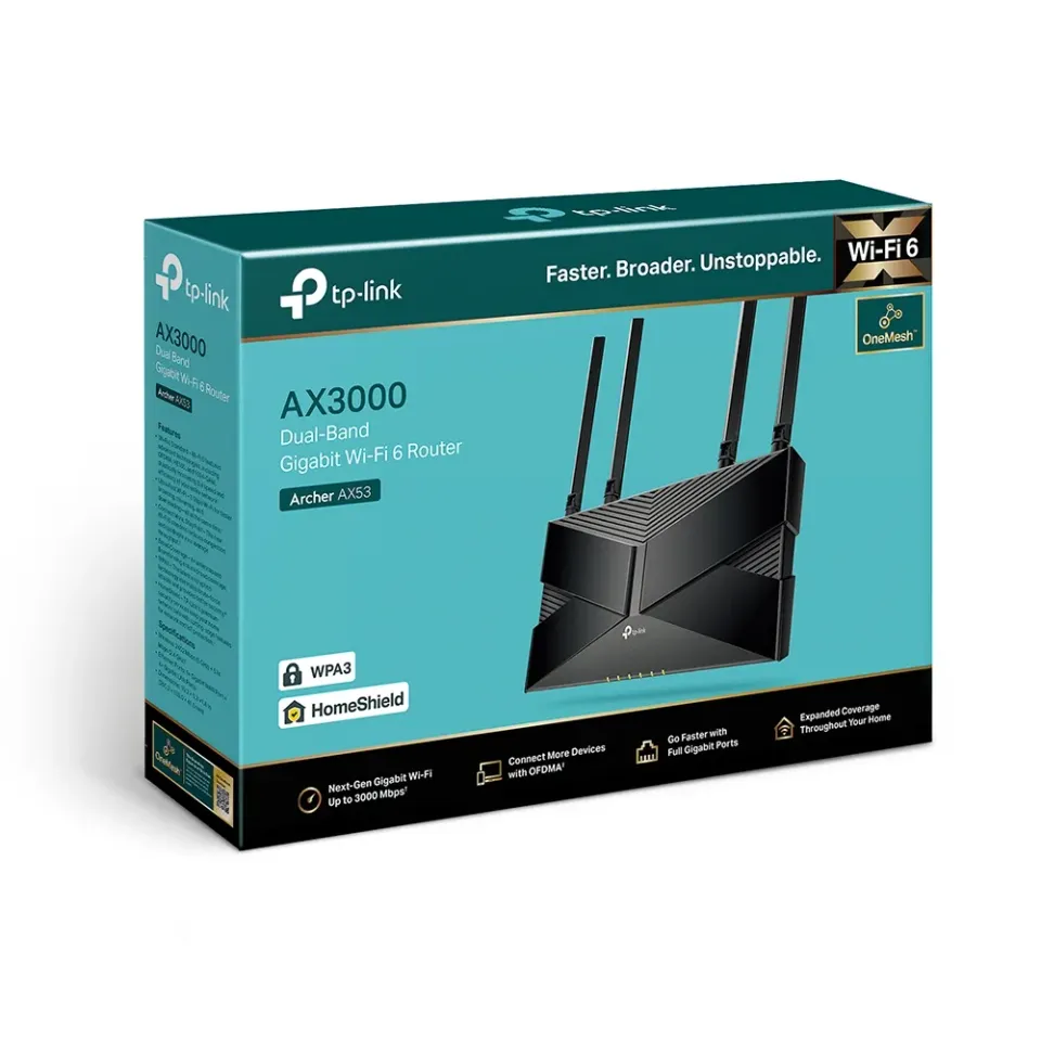 TP-Link Archer AX53 - AX3000 Wi-Fi 6 Router, HomeShield, OneMesh