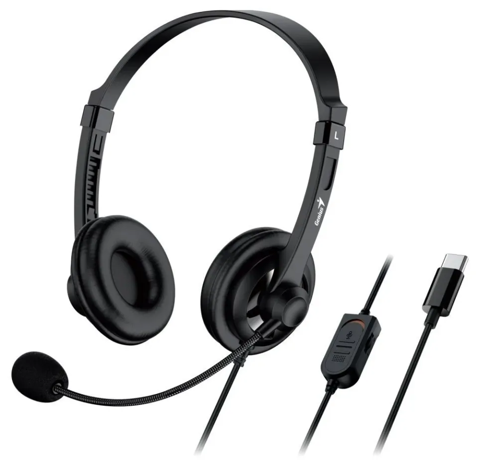 Genius HS-230U, Headset, náhlavní, drátový, s mikrofonem, ovládání hlasitosti, k