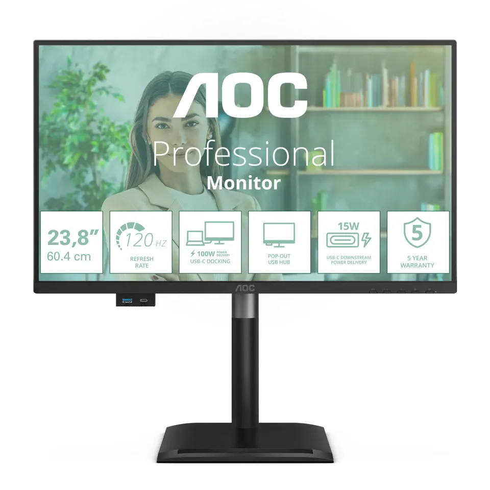 AOC LCD 24P4CV 23,8" IPS/1920x1080@120Hz/4ms/300cd/HDMI/DP/4xUSB/USB-C dock/RJ45