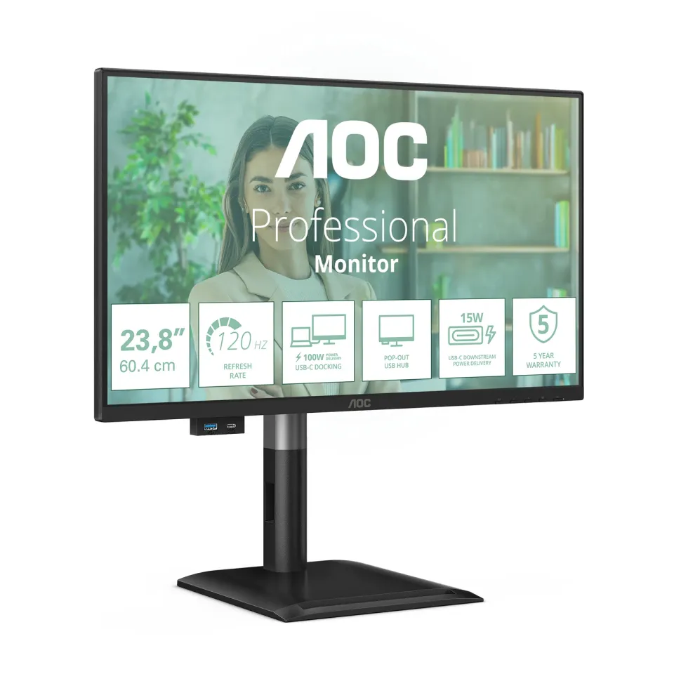 AOC LCD 24P4CV 23,8" IPS/1920x1080@120Hz/4ms/300cd/HDMI/DP/4xUSB/USB-C dock/RJ45