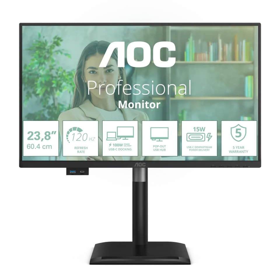 AOC LCD 24P4CV 23,8" IPS/1920x1080@120Hz/4ms/300cd/HDMI/DP/4xUSB/USB-C dock/RJ45