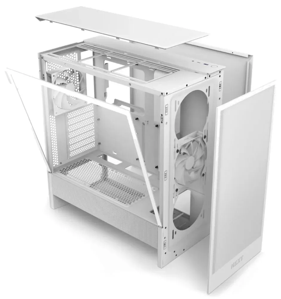NZXT skříň H5 Flow edition / 2x120 mm fan / USB 3.0 / USB-C 3.1 / průhledná bočnice / mesh panel / bílá