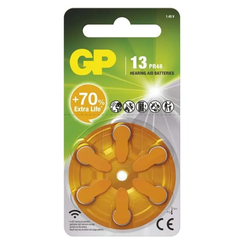 GP ZA13 - Baterie do naslouchadel 6 ks
