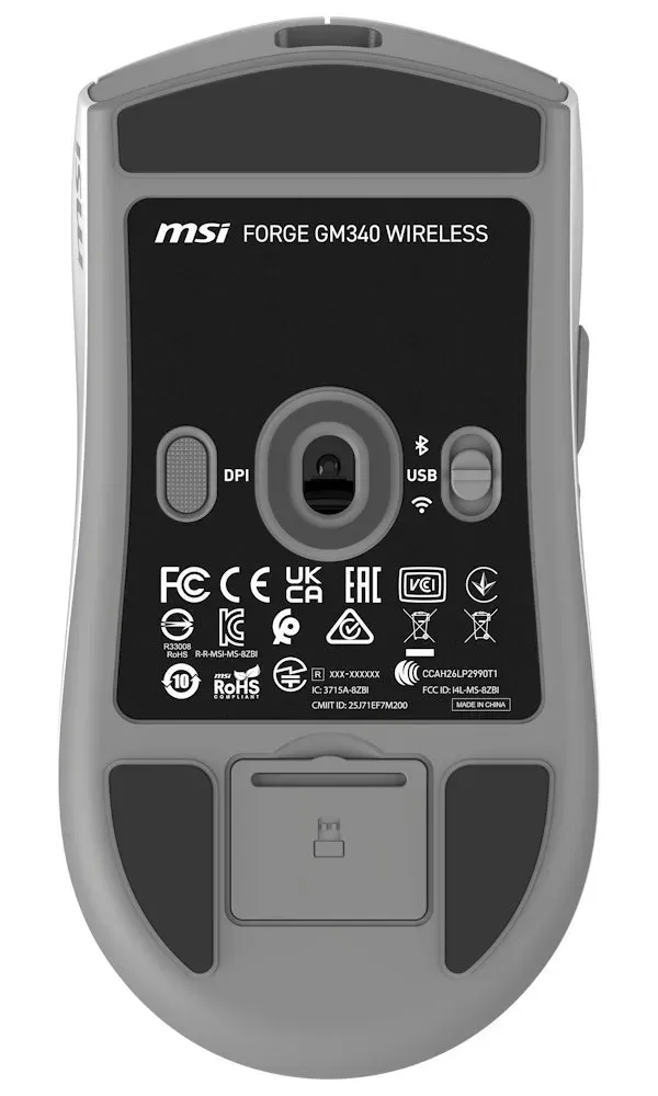 MSI herní myš FORGE GM340 Wireless White/ bezdrátová/ 12.000 dpi/ 2,4GHz/ BT5.2/ USB/ 6 tlačítek/ bílá