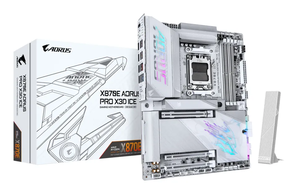 GIGABYTE MB Sc AM5 X870E A PRO X ICE, AMD X870E, 4xDDR5, 2x USB-C, 2xHDMI, ATX