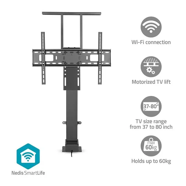 Nedis TVSM5840BK - Podlahový motorizovaný TV Stojan| 37-80 " | Max. 60 kg | Rozs